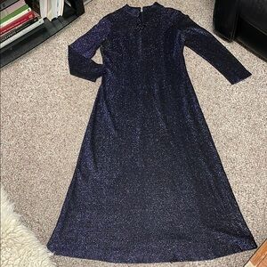 Vintage 60s metallic thread Long Sleeve Sparkly Dress